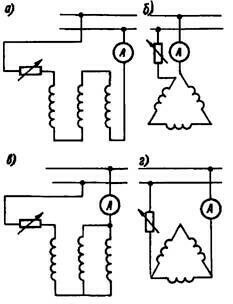 Diagramas para conectar um motor assíncrono a uma fonte DC