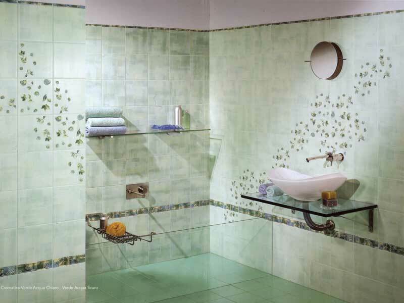 Tile design in the bathroom: the interior with ceramic, tile, mosaic