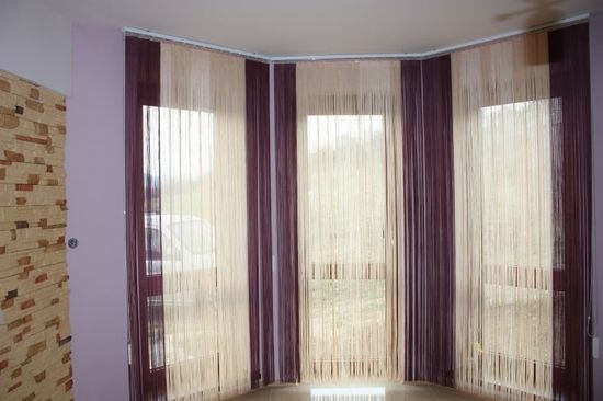 cortinas de muselina de diseño para ventana de bahía