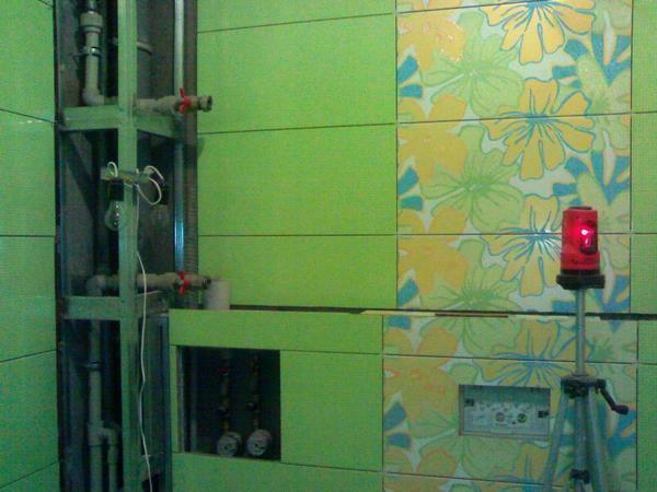Drywall di kamar mandi: Untuk kamar GCR, membuat layar dan finish sebagai untuk memperbaiki pemanas air tahan air