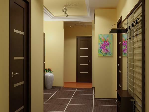 Ontwerp en schilderen van de hal: een foto van de gang, welke kleur de muren in het appartement, twee varianten van kleuren voor thuis