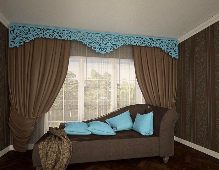 Elegantes y muy bien decorar las cortinas pueden ser sus propias manos, con cenefa hecha en casa