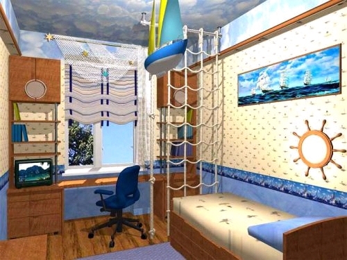 Bedroom interior with integrated children