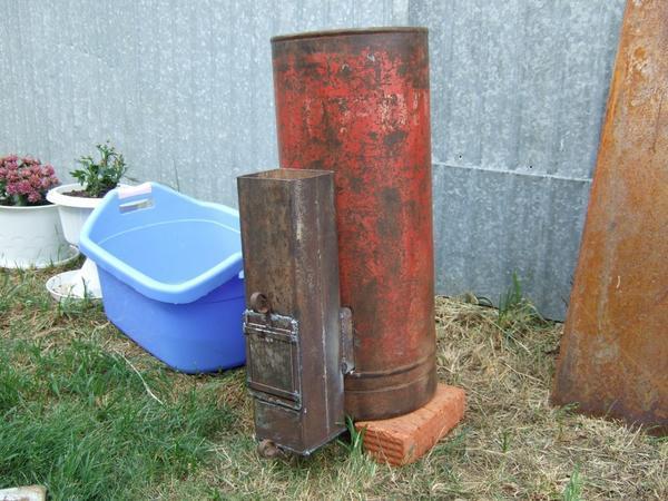 Long burning rocket stove is often used for heating garages and utility rooms.