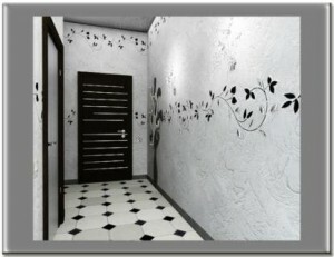 Desenho do piso no corredor, papel de parede, paredes, uma grande praça sevmeschennoy sala de estar
