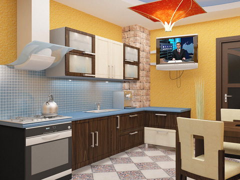 Kitchen design with their own hands: repair school finishing small dining room