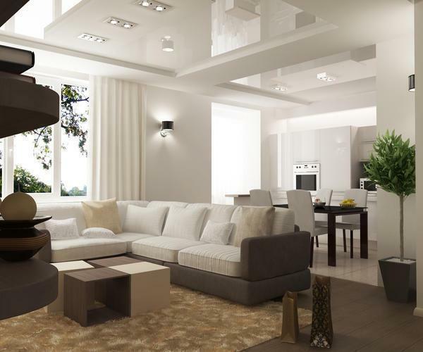 Modern dan fungsional set furnitur akan membantu membuat ruang dapur-hidup tidak hanya praktis, tetapi juga nyaman