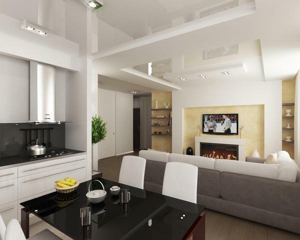 sofa indah sudut juga bisa berfungsi pemisah gaya berdekatan dengan ruang tamu-dapur