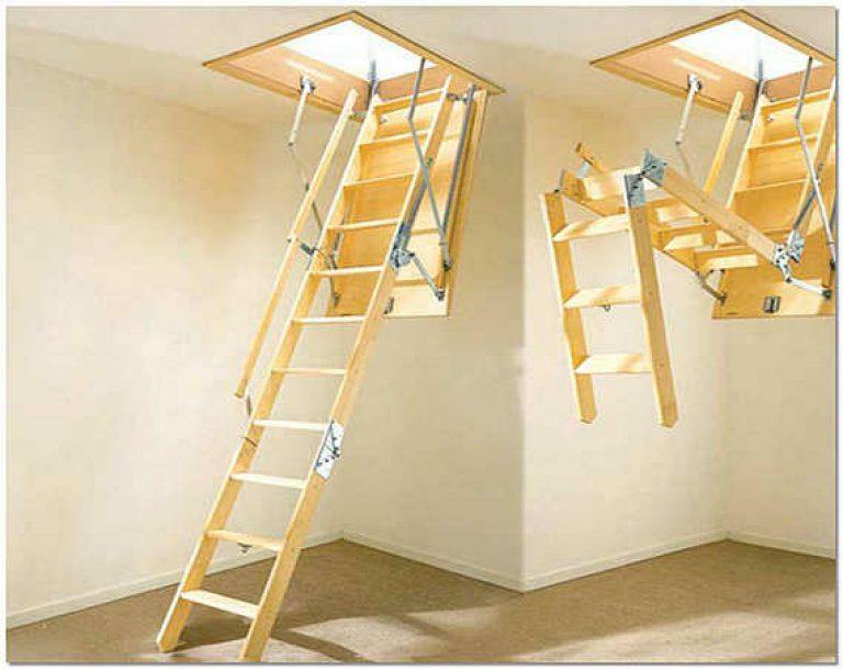 Retractable staircase to the attic: attic sliding doors, drawings by yourself, height