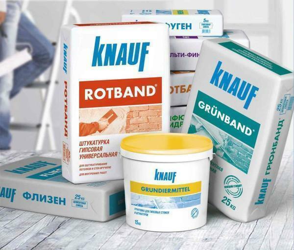 Adhesive products produced by the German company Knauf are of high quality and minimum consumption rates when working with gypsum board materials