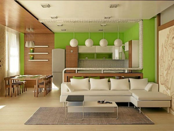 Different colors may also be used to separate the room into functional areas.