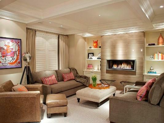 Najviac populárne voľbou pre konštrukciu moderného obývacej izby je v béžovej farbe Koricheva
