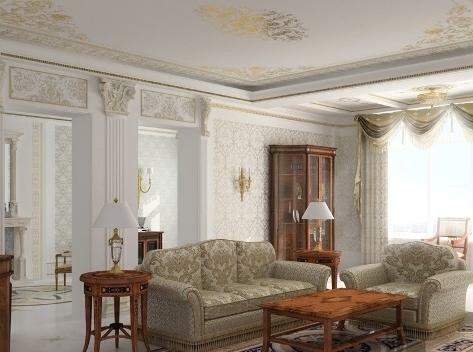The living room in the classical style always looks exquisite and expensive