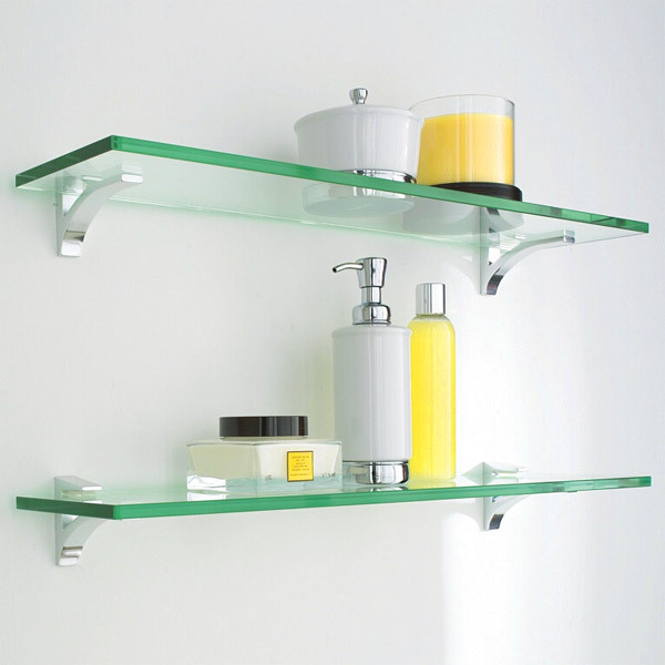 Glass shelves visually take up less space