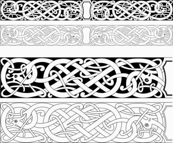 Temele și subiectele pentru tratamente decorative pot fi foarte diferite - de exemplu, acest ligatură celtice