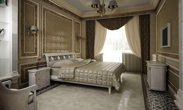 The most organically looked lambriken in the classic interior of the bedroom