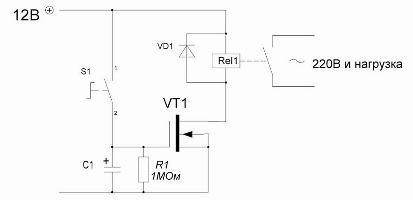 Circuito relè su un transistor