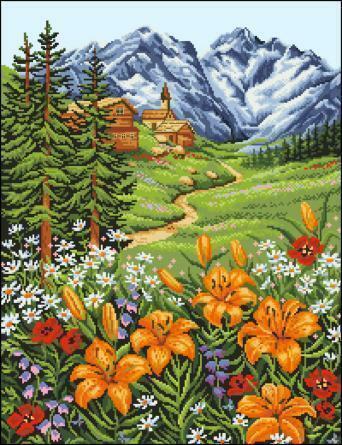 Landscapes in embroidered paintings look very beautiful