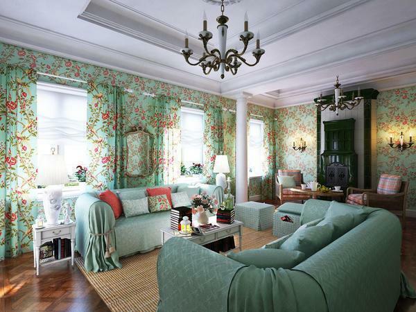 o oturma odasında rahat ve muhteşem bir atmosfer yaratarak önemli bir rol oynar gibi Provence tarzında odanın yenilenme özellikle dikkat, tekstil verilmelidir