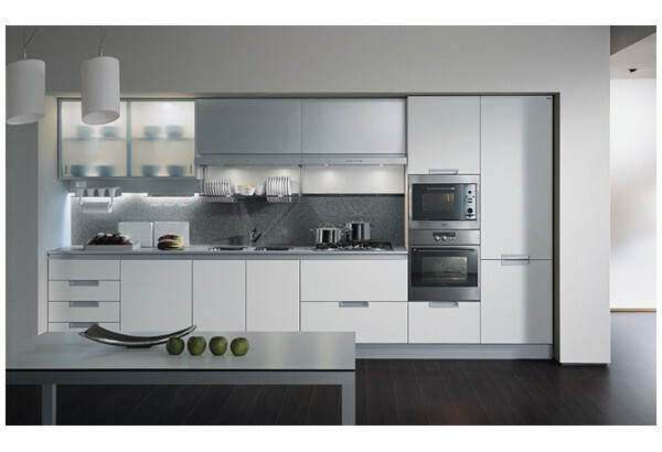 Not a very good design linear kitchen: stove and sink better swap