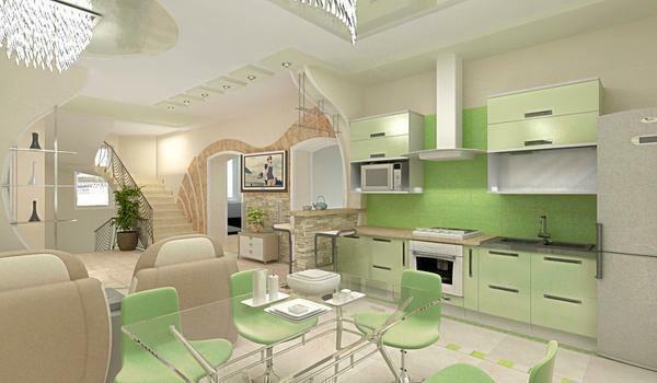 Jednostavan i jednostavan dizajn interijera koristi vertikalnu put do kuhinje izgled, koji mora zadovoljiti nekoliko uvjeta koji se odnose na mjesto u sobi