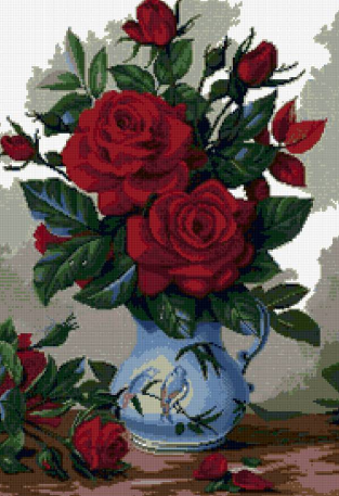 Needlewoman, som er engasjert i broderi enn ett år, må du ha i samlingen din bilde med roser