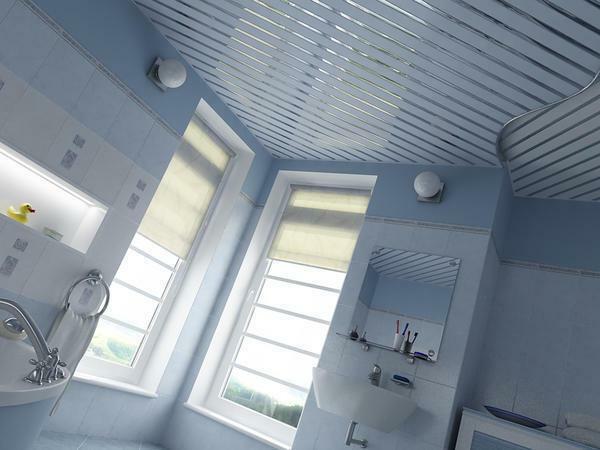Rack de teto - a melhor solução para a decoração da casa de banho, graças à sua alta resistência à umidade e aparência bonita