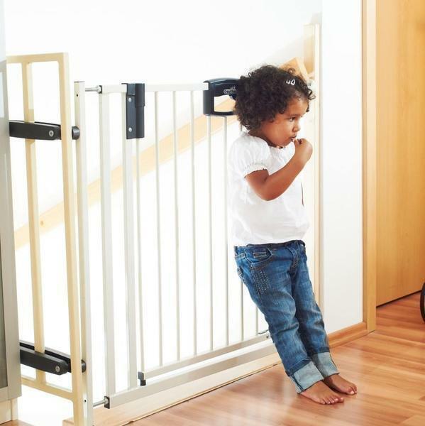 A safe gate to the staircase should have only vertical grilles, it is this structure that will not allow the child to use horizontal ceilings as stairs