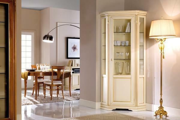 Corner buffet is perfect for small living rooms, since it occupies a minimum of space