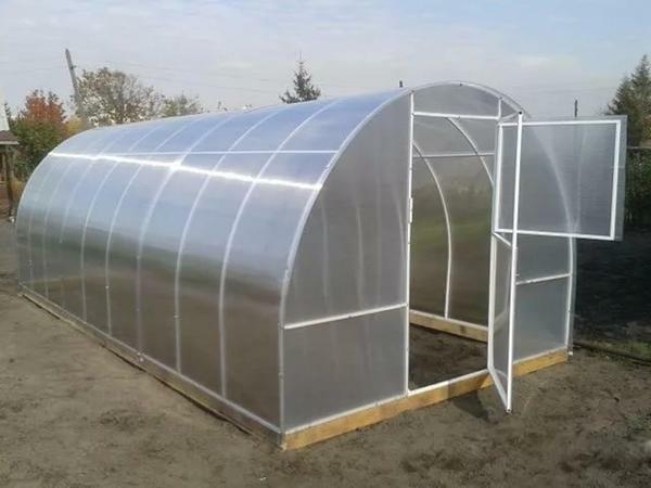 A greenhouse made of polycarbonate allows you to grow different crops year-round