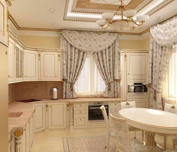 When choosing beige curtains in the kitchen, you must take into account the design of the room