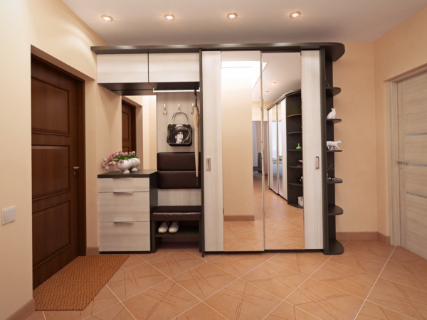 You need to buy a wardrobe in the hallway of this size, due to which it will not interfere with comfortable movement from the door to the room