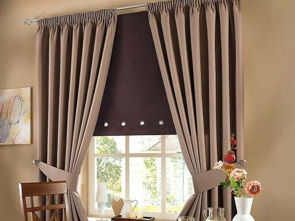 Classic design of curtains on the eyelets