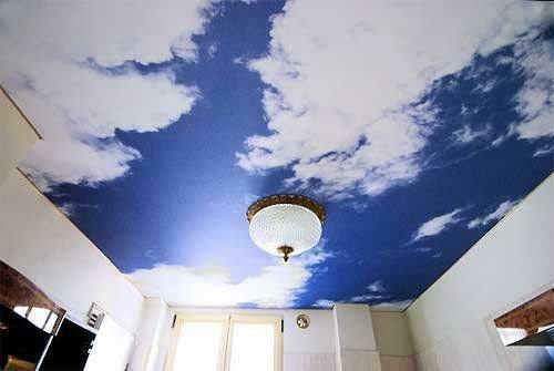 Stretched ceiling with a picture of a starry or just a blue sky, no doubt will not leave indifferent neither you nor your guests