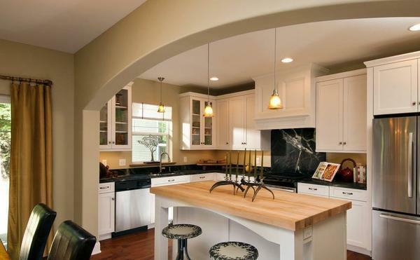Arka modern, dan solusi terbaik untuk menggabungkan ruang tamu dan dapur