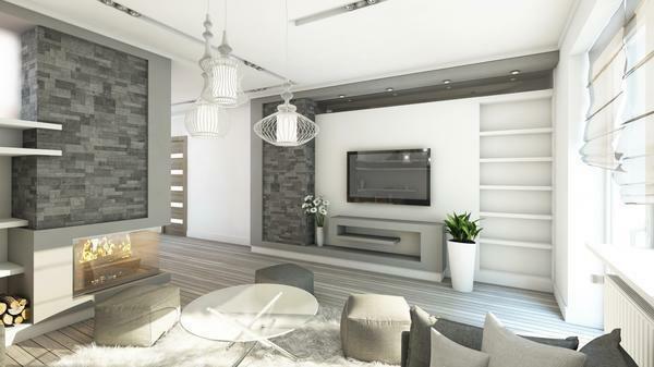 Qualquer variante do papel de parede cinza é capaz de fazer uma sala de estar elegante e bonito