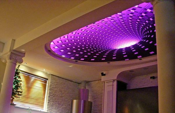 Using the backlight allows you to highlight even the smallest details of the stretch ceiling with photo printing