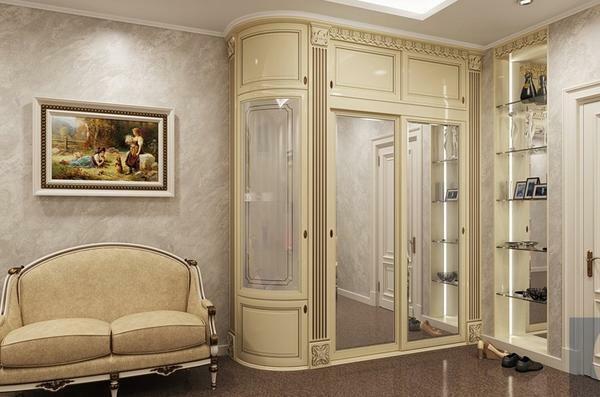 High rounded cabinet fits perfectly into the hallway, made in a classic style