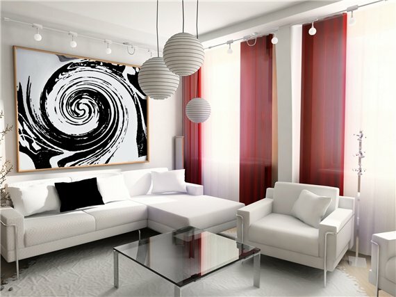 Maľby v interiéri obývacej izby