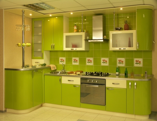 Bright light green kitchen