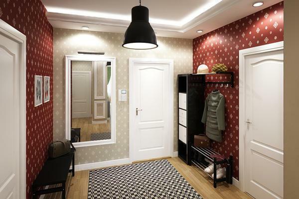 Using original wallpaper, you can visually extend the hallway and make it more attractive