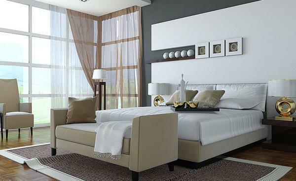 Notranja spalnica 15 kvadratnih metrov.m foto: pravi dizajn in moderna, pravokotna postavitev dnevni sobi, garderoba
