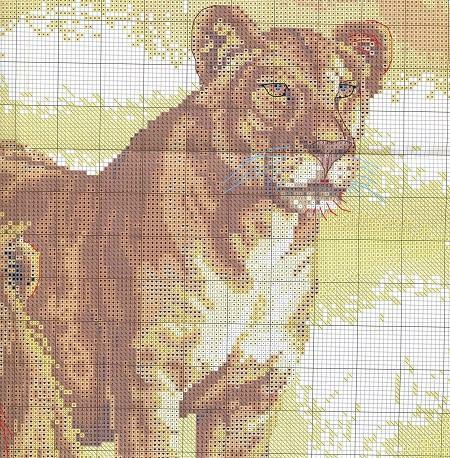 Schemes for embroidering a cross of lions can be bought in the store for needlework or the Internet