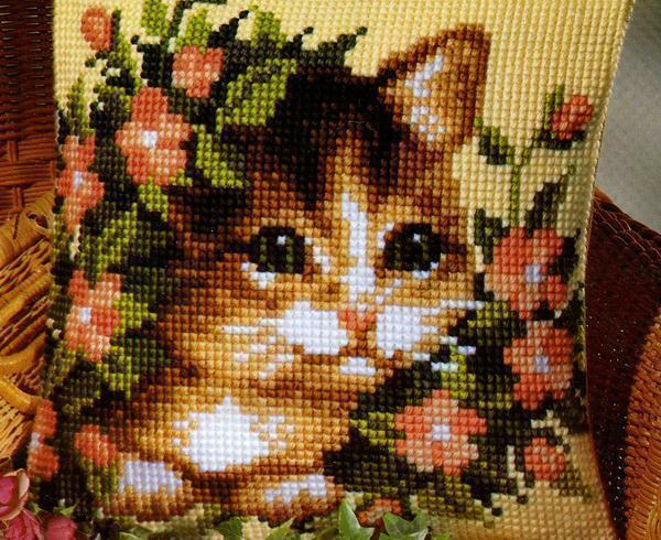Thanks to the technique of cross-stitching, you can even create a pillow