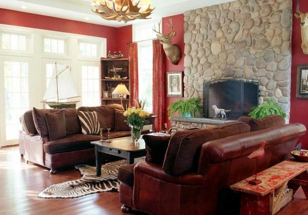 Dekoratívne kameň je schopný radikálne zmeniť interiér obývacej izby