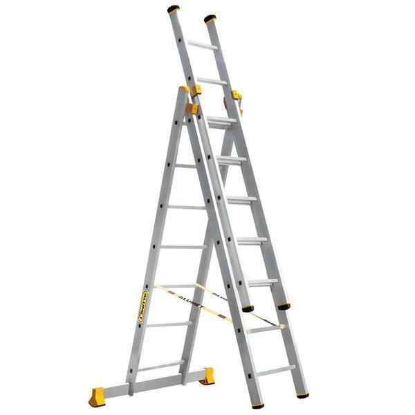Folded multifunctional ladder takes up a minimum of space and is convenient for transportation