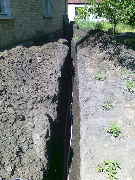 Trench with pipes