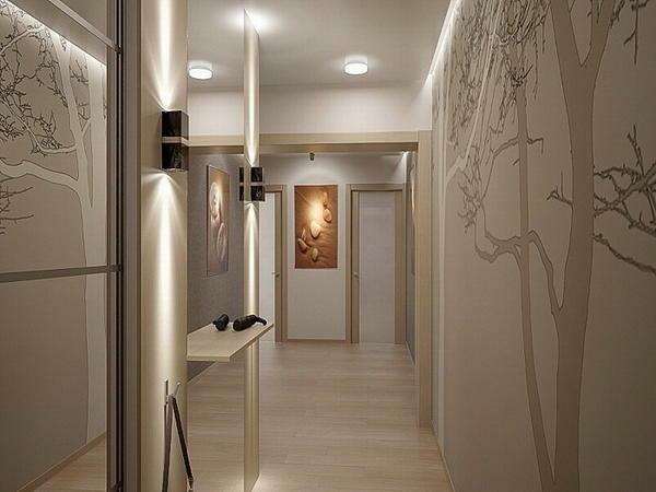 Choose wallpaper in the hallway is not easy, because they must be in harmony with the stretch ceiling