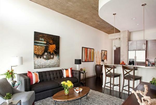 Cocina-comedor-sala de estar: diseño y foto, tres en uno, el interior de la casa, el cuarto combinado y una mesa combinada