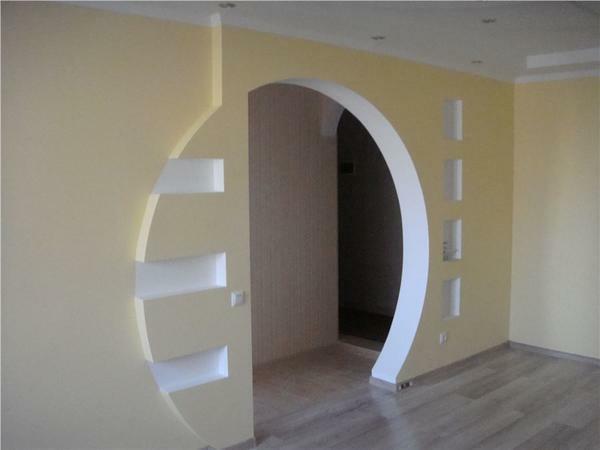 Before you begin to install the arch of plasterboard, you should first make measurements of the opening